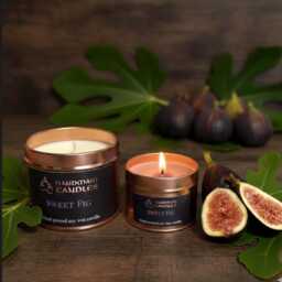 Sweet Fig Scented Candle, Soy Wax, Tin Container Fruit Home Fragrance Gift For Friend, New Couples - thumbnail 3