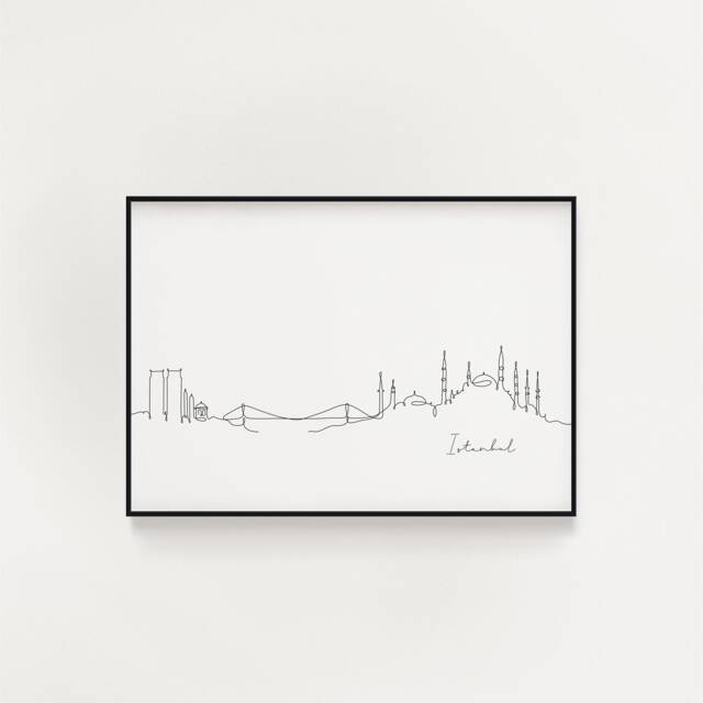 Istanbul Skyline Print, Line Art, Poster, Minimalist Wall City Skyscraper Fine Art Nordic Home Decor, Landmark - image 1