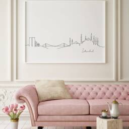 Istanbul Skyline Print, Line Art, Poster, Minimalist Wall City Skyscraper Fine Art Nordic Home Decor, Landmark - thumbnail 2