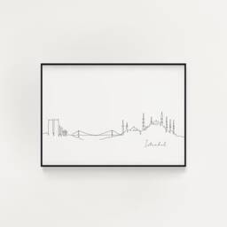 Istanbul Skyline Print, Line Art, Poster, Minimalist Wall City Skyscraper Fine Art Nordic Home Decor, Landmark - thumbnail 1