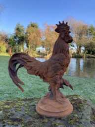 Large Metal Cast Iron Rusty Rooster/Cockerel Garden Ornament - thumbnail 1