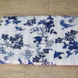 Indian Handmade Pure Cotton Kantha Blanket Throw Quilt 108x90 - thumbnail 2