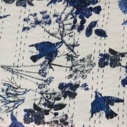 Indian Handmade Pure Cotton Kantha Blanket Throw Quilt 108x90 - thumbnail 4