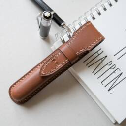 Handmade Leather Pen Case For Men Vegetable Tanned Cowhide, Fits Montblanc 149 - thumbnail 2