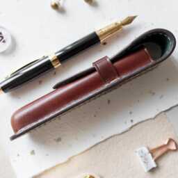 Handmade Leather Pen Case For Men Vegetable Tanned Cowhide, Fits Montblanc 149 - thumbnail 4