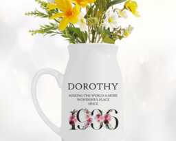 90Th Birthday Gift For Women - Wonderful Since 1936 Small Personalised Flower Pot Vase 90 Her Ladies Floral Design Nan Gran Bnd90 - thumbnail 1