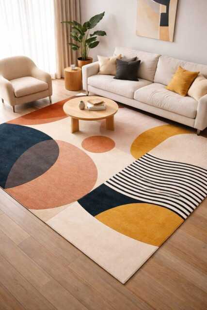 8x10 Modern Luxury Hand Made Tufted Wool Rug, Hallway Area Carpet, Gold Rust Beige Green Home Decor, Carpet Available in All Sizes - image 1