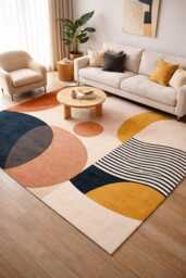 8x10 Modern Luxury Hand Made Tufted Wool Rug, Hallway Area Carpet, Gold Rust Beige Green Home Decor, Carpet Available in All Sizes - thumbnail 1