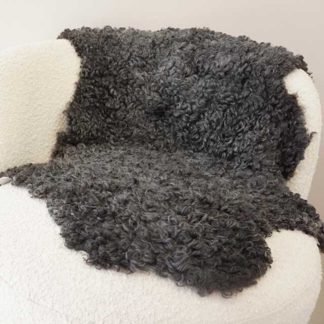 Genuine Gotland Sheepskin Rug Soft Curly Wool, Natural Grey Mix - 43x27 - image 1