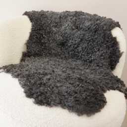 Genuine Gotland Sheepskin Rug Soft Curly Wool, Natural Grey Mix - 43x27 - thumbnail 1