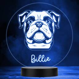 Bulldog Dog Pet Silhouette Multicolour Personalised Gift Led Lamp Night Light - Bedroom