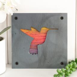 Reclaimed Wood & Metal Humming Bird Wall Decor - thumbnail 2