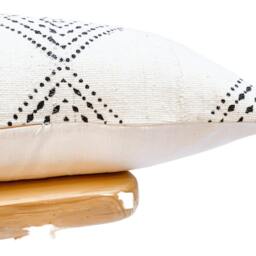 Extra Long Lumbar Pillow, African White Mudcloth Bolster Pillow Cover 14x36, Sofa Cushion Throw Farmhouse Pillow - thumbnail 3