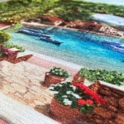 Decorative Peacock Themed Cushion Cover With Landscape Painting - Double Sided Printing On Chenille Fabric Multi Size Options, Oeko-Tex - thumbnail 3