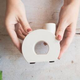 Modern Triangle & Circle Concrete Candlestick Holders - Handcrafted Home Decor - thumbnail 3