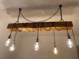 Hanging Beam Ceiling Light - Solid Oak