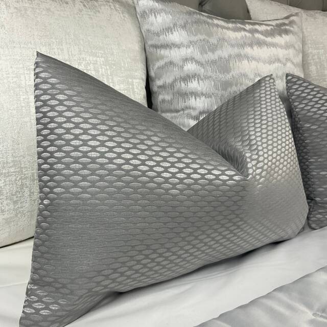 "Luxury Cushion Cover, Pillow Throw - Silver Geometric 12"" X 20" - image 1