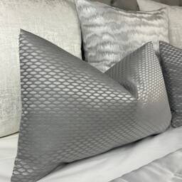 "Luxury Cushion Cover, Pillow Throw - Silver Geometric 12"" X 20"
