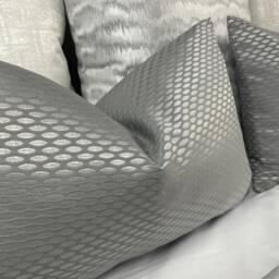 "Luxury Cushion Cover, Pillow Throw - Silver Geometric 12"" X 20" - thumbnail 4