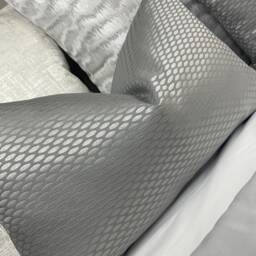 "Luxury Cushion Cover, Pillow Throw - Silver Geometric 12"" X 20" - thumbnail 2