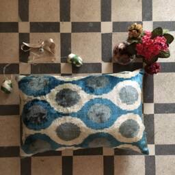 Ikat Velvet Pillow Cover For Decorative Pillows & Lumbar Cushions, 24 X 16 Inches - thumbnail 2
