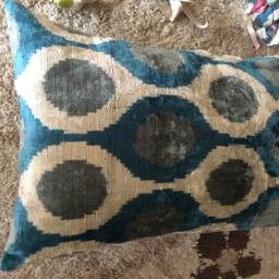 Ikat Velvet Pillow Cover For Decorative Pillows & Lumbar Cushions, 24 X 16 Inches - thumbnail 3