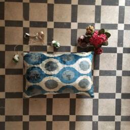 Ikat Velvet Pillow Cover For Decorative Pillows & Lumbar Cushions, 24 X 16 Inches - thumbnail 4