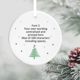 Personalised Christmas Tree Design Ceramic Decoration Hanging Ornament Keepsake With Your Wording Choice Of 4 Fonts Gift Idea For Him Her - thumbnail 3