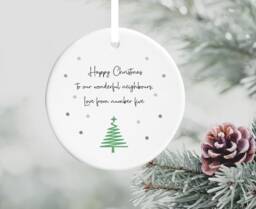 Personalised Christmas Tree Design Ceramic Decoration Hanging Ornament Keepsake With Your Wording Choice Of 4 Fonts Gift Idea For Him Her - thumbnail 1