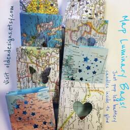 1 Map Luminary, Mini Luminary Bag, Maps, Travel, Wanderlust, Globe Light, Night Moving Gift, Long Distance - thumbnail 3