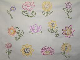Set Of 12 Pretty Flowers For You To Embroider, Perfect Quilts, Towels, Table Runners, Bags Etc - thumbnail 1
