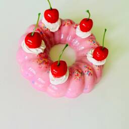 Birthday Jelly Cake Wall Hanging/Glitter/ Kitschy/ Funky/ Pop Art/ Dopamine Decor/ Fake Food/ Cake/ Cherry - thumbnail 3