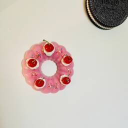 Birthday Jelly Cake Wall Hanging/Glitter/ Kitschy/ Funky/ Pop Art/ Dopamine Decor/ Fake Food/ Cake/ Cherry - thumbnail 4