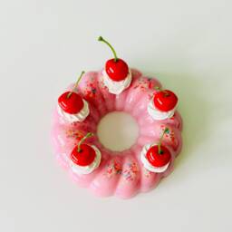 Birthday Jelly Cake Wall Hanging/Glitter/ Kitschy/ Funky/ Pop Art/ Dopamine Decor/ Fake Food/ Cake/ Cherry - thumbnail 2