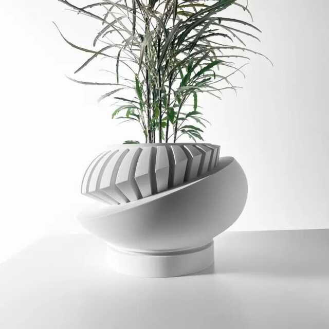 The Luxar Planter Pot With Drainage Tray, Unique Modern 3D Printed For Flower - image 1
