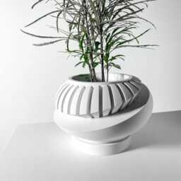 The Luxar Planter Pot With Drainage Tray, Unique Modern 3D Printed For Flower - thumbnail 3