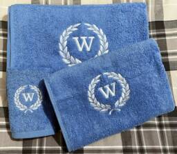 Overstock Clearance - Embroidered Laurel Wreath Towel Monogrammed Gift - thumbnail 1