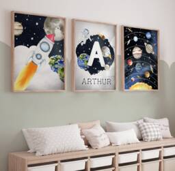 Space Prints, Nursery Prints, Nursery Decor, Boys Bedroom Solar System Kids Bedroom, Planets, Birthday, Boys Room - thumbnail 1