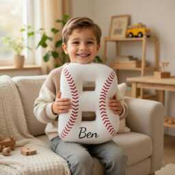 Personalized Baseball Letter Pillow, Initial Pillow With Name, Gift, Lover Player Fans Sports Gifts - thumbnail 2