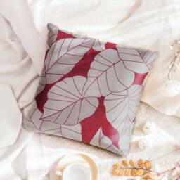 Light Burgundy/Tan/Ivory Gray Throw Pillow Cover, Decorative Boutique Pillows, Cushion Covers, Boho Throw Pillow, Satin Blend Floral - thumbnail 2