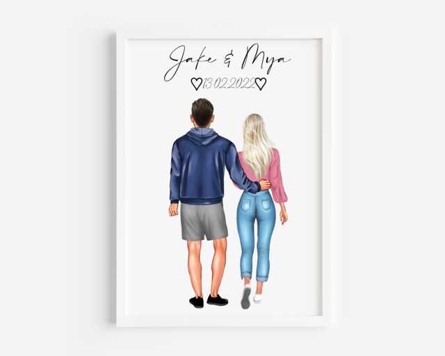 Personalised Couple Print, Anniversary Gift, Valentines Day Gift For Girlfriend, Boyfriend, For Wife - image 1
