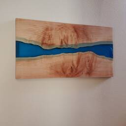 Live Edge Figured Maple Burl River Wall Art Piece Made With An Epoxy - thumbnail 3