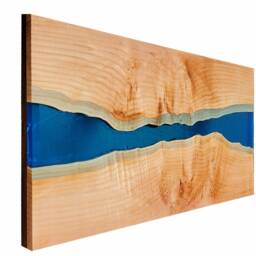Live Edge Figured Maple Burl River Wall Art Piece Made With An Epoxy - thumbnail 2