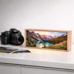Personalized Photo Lightbox 40x20cm - Panoramic Led Light Frame Backlit Display Wooden Box Photographer Decor Gift