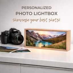 Personalized Photo Lightbox 40x20cm - Panoramic Led Light Frame Backlit Display Wooden Box Photographer Decor Gift - thumbnail 3