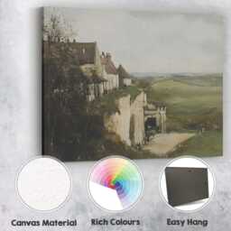 Traditional Hillside Cottages & Rolling Green Countryside Canvas Wall Art Print Decor Picture Ready To Hang - thumbnail 2