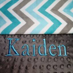Personalized Minky Baby Blanket, Topaz Chevron, Shower Gift, Usa Handcrafted - thumbnail 2