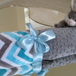 Personalized Minky Baby Blanket, Topaz Chevron, Shower Gift, Usa Handcrafted - thumbnail 3