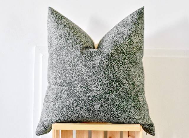 Green Floral Pillow Cover Botanical Dark Print Throw Cushion 22x22 - image 1