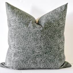 Green Floral Pillow Cover Botanical Dark Print Throw Cushion 22x22 - thumbnail 2